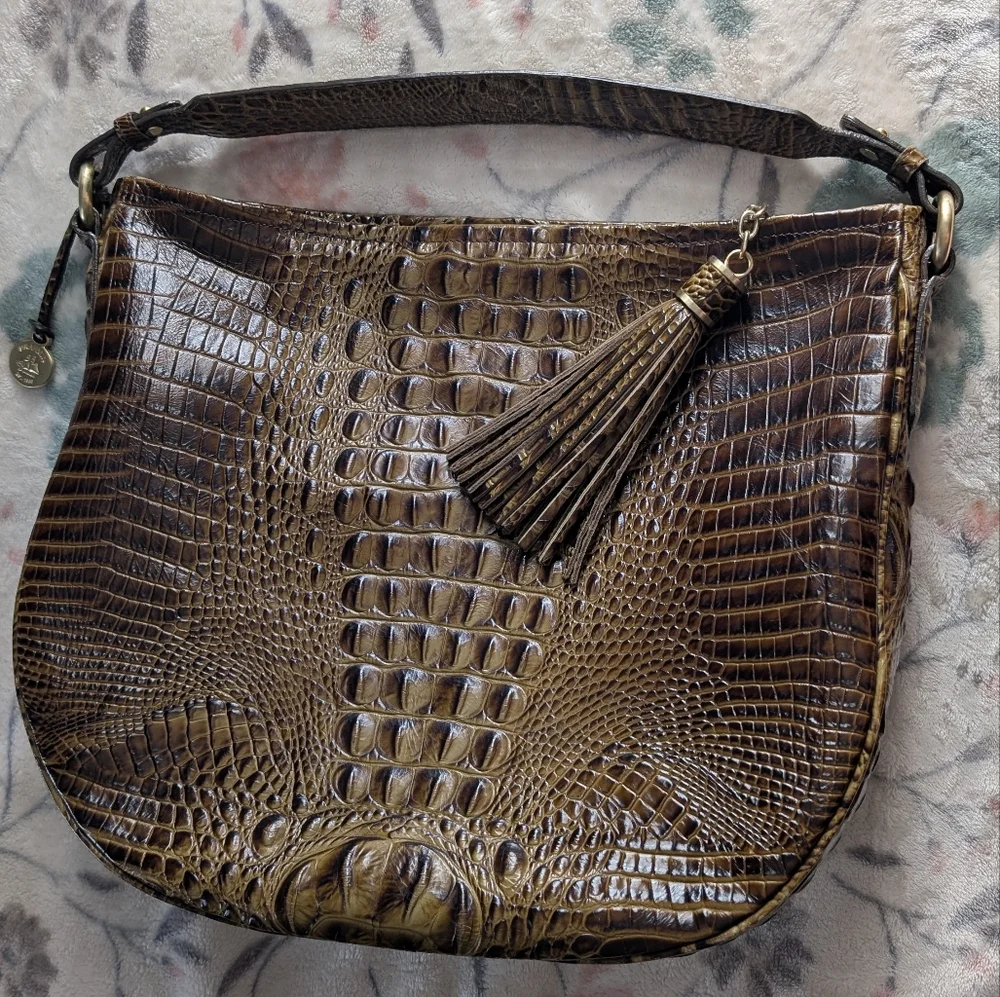 🐊 Brahmin Kathleen Crocodile Embossed Hobo Bag in Toasted or Stout Melbourne